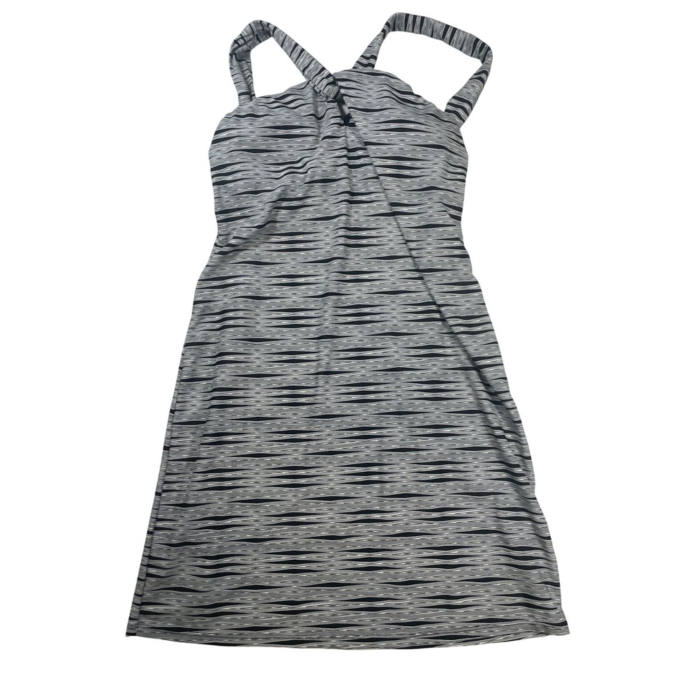 Athleta Halter Dress Womens Black White Geometric Print Tie Back Swim Small